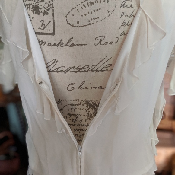 Neiman Marcus cream silk top blouse unique - Picture 6 of 9